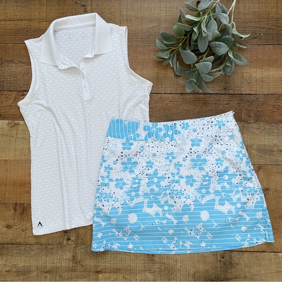 ADIDAS ClimaCool Blue White Floral GOLF SKORT - Picture 1 of 9